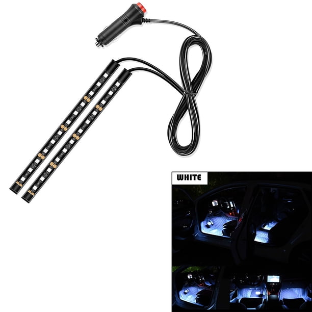 Car LED Strip Light 12 LED Interior Lights Car Atmosphere Light Kit Footwell Lighting Strip for Car Interior Decorative Lamps (USB white)