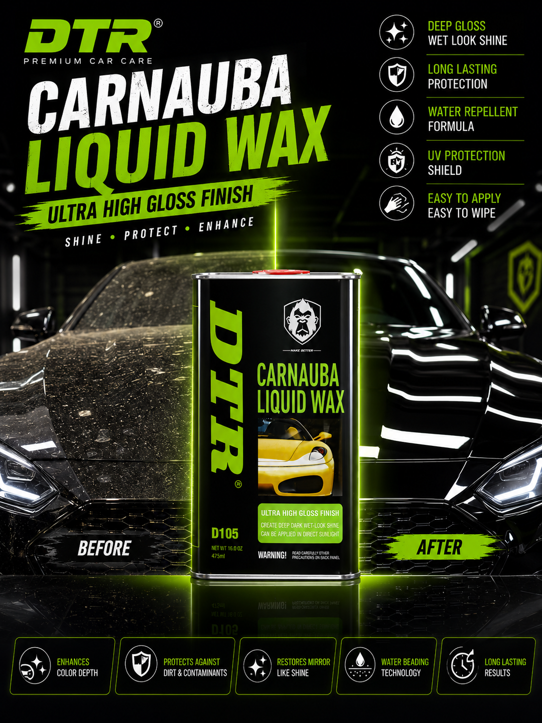 DTR Carnauba Liquid Wax D105 – Ultra High Gloss Protection