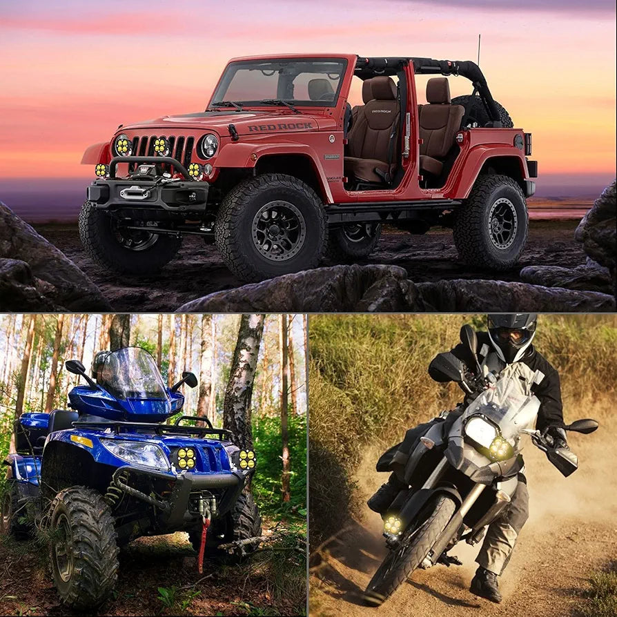 2 Pack Led Pods Light Bar, Yellow or white 3" 40w Spot Off Road Lights, Driving Fog Lamp, IP68 Waterproof LED Work Light, Amber Cube Lights for Pickup Truck SUV ATV UTV Boat Forklift 4x4 Motorcycle