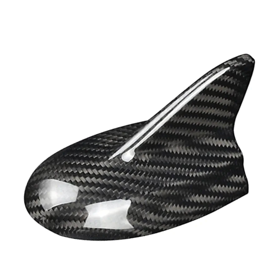 Black Antenna Cap Dry Carbon Fiber Car Antenna Cover Roof Shark Fin Trim