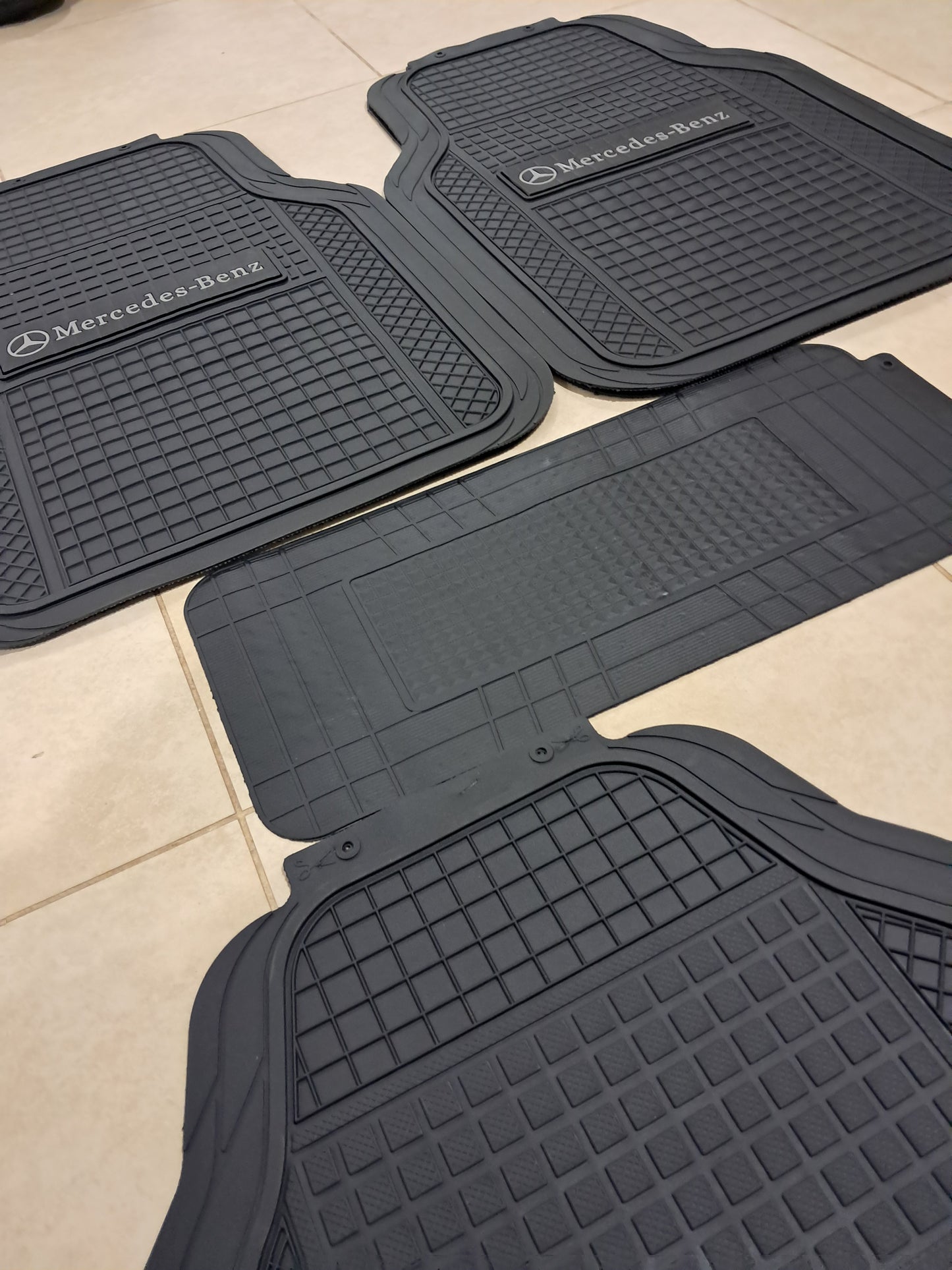 Mercedes Grey Logo SportLine Rubber Floor Mats – Anti-Slip All-Season 5 Piece Set