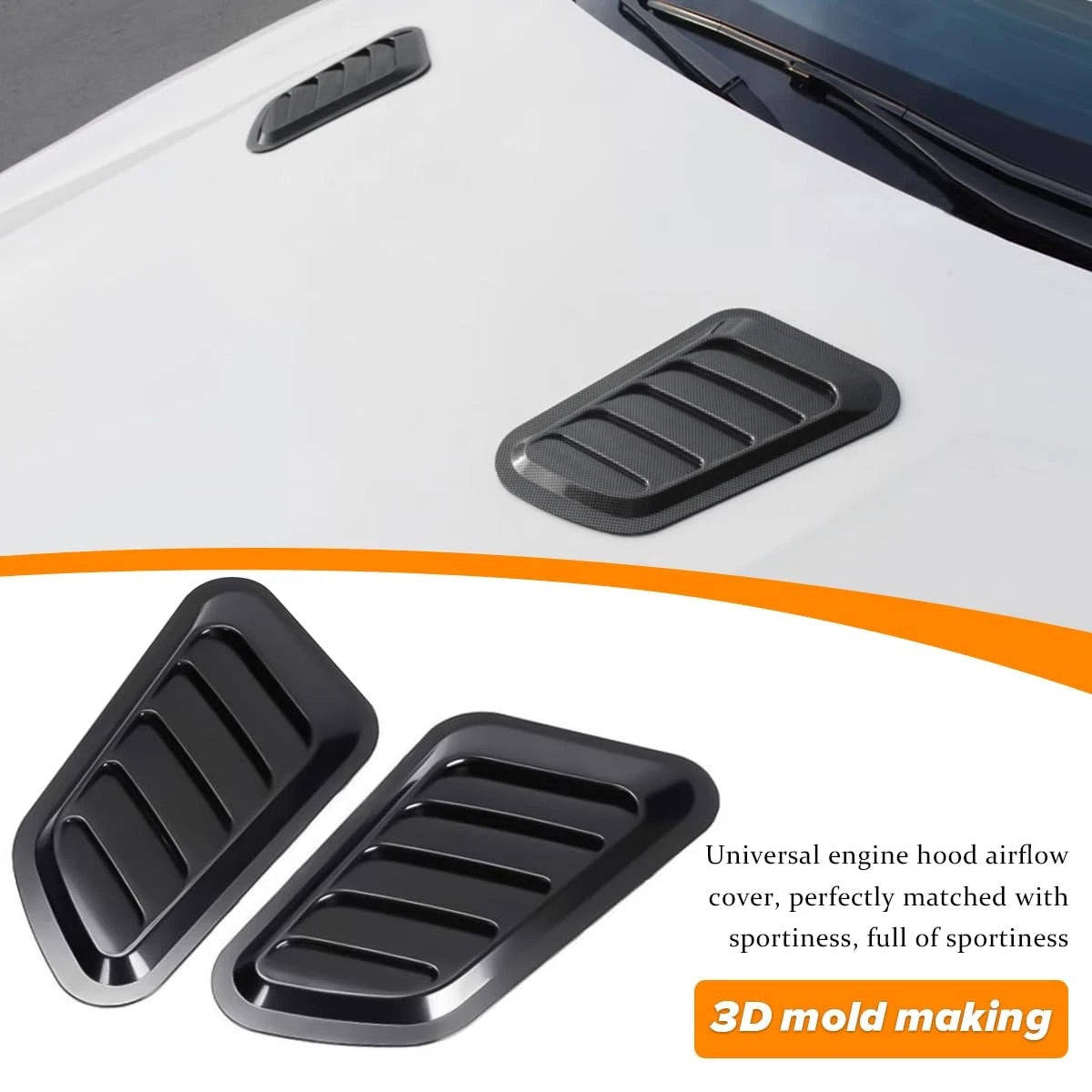 2Pcs Universal Hood Decorative Air Flow Intake Hood Scoop Bonnet Vent Cover Air Intake Turbine Engine Cover Turbo Bonnet Car Bonnet Vent