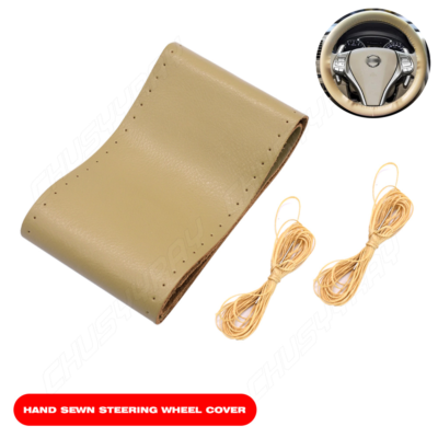 Car Faux Leather Steering Wheel Cover With Needle+Thread Handmake