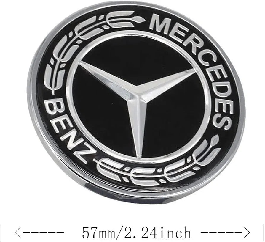 Logo hood Mercedes Benz Bonnet Badge Emblem Black And Silver 57mm emblem CLASS C E CLK S