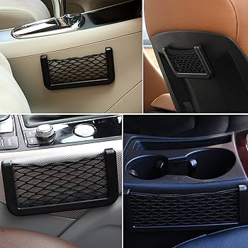 Car Storage Net Back Stick on Car Net Pocket Mesh Car Organizer Car Net Pocket Seat Side Storage for Phone Holder Pocket Organizer