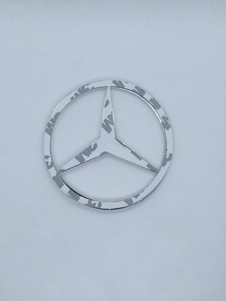 Silver 9 cm Rear Trunk Emblem Badge Decal Sticker for Mercedes Glossy