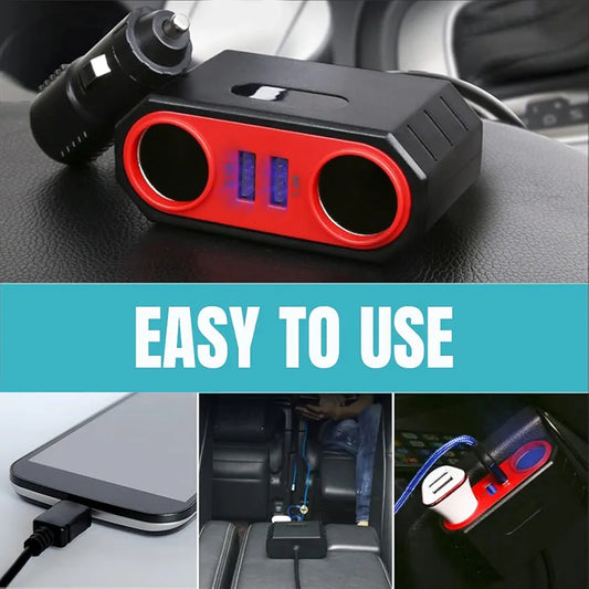 Mini Phone Charger Car Cigarette Lighter Adapter Socket Splitter 12V/24V Dual USB Ports for Navigator, Dashcam, Radar Detector and More
