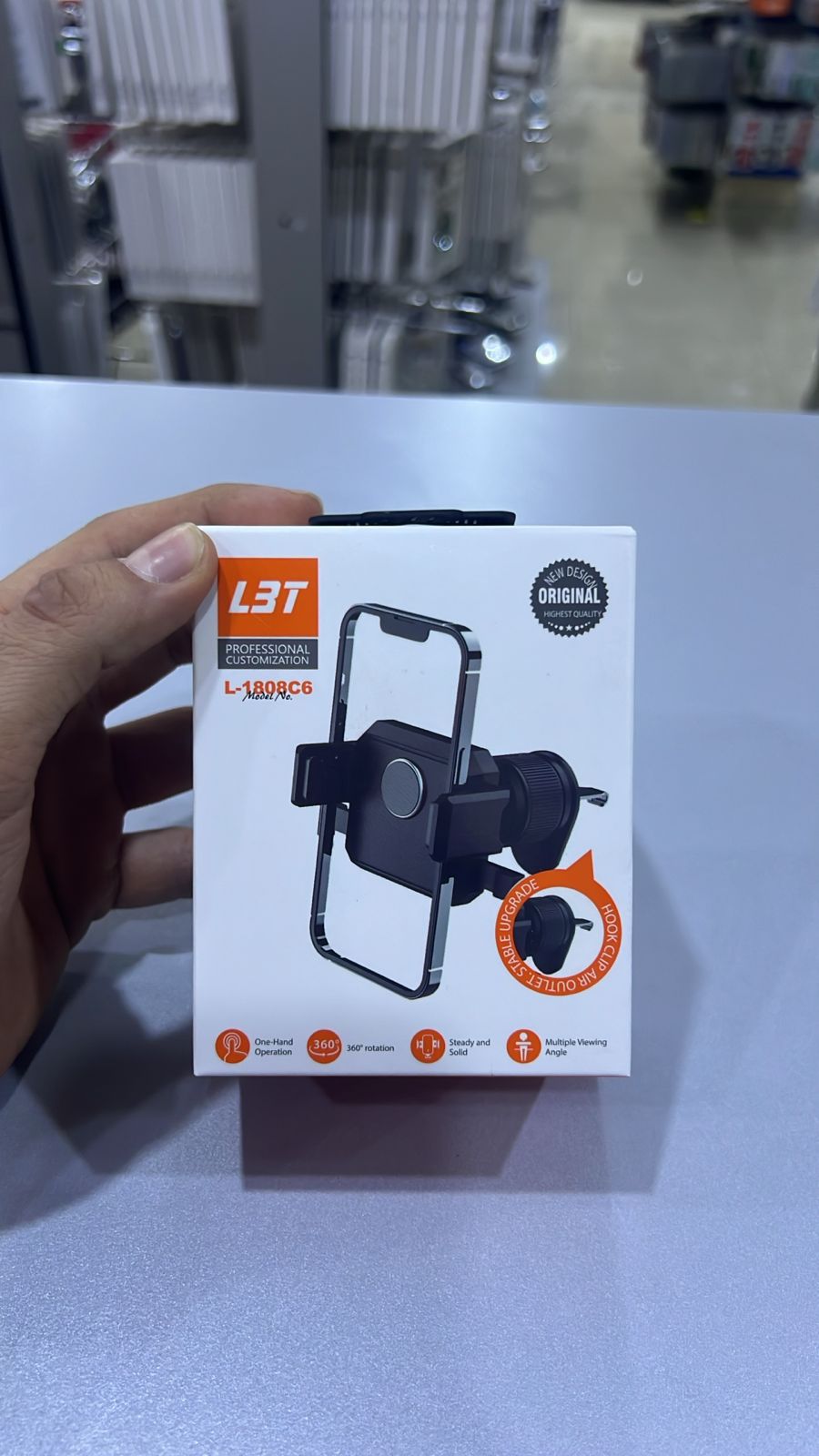 LBT L-1808C6 Car Phone Holder – 360° Rotation Air Vent Mount, One-Hand Operation, Stable & Secure Grip