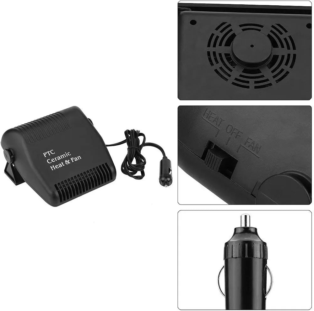 Car Heater Defroster,12V Cooling Fan Heater 2 in 1 Portable Fast Heating Low Noise Car Ceramic Heating Windshield Defroster Demister