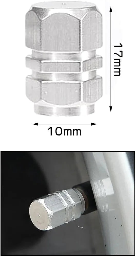 4 pcs Silver Valve Cap Car Tire Caps Aluminum Alloy Tire Valves Stem for Car Air Air