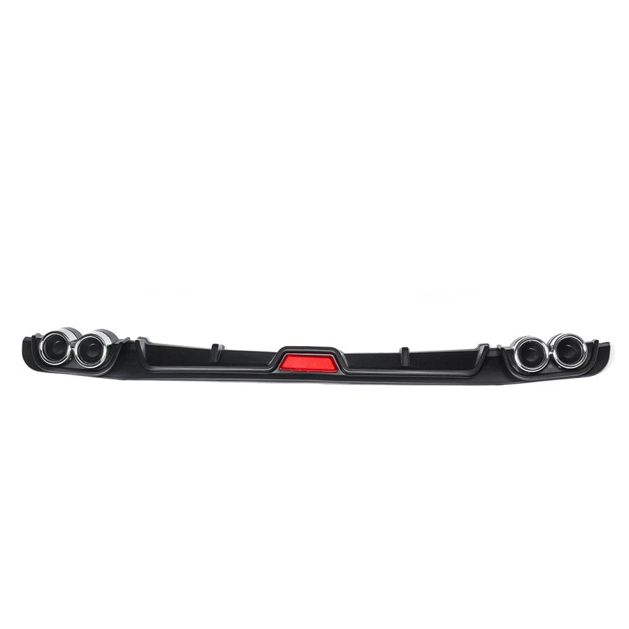 For All Cars Rear Bumper Diffuser Lip Spoiler Quad Exhaust Tip Decoration w/ Stop Light