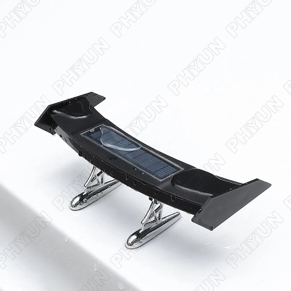 12V Black Mini Solar Energy LED Rear Wing Spoiler Auto Car Trunk Tail Decoration