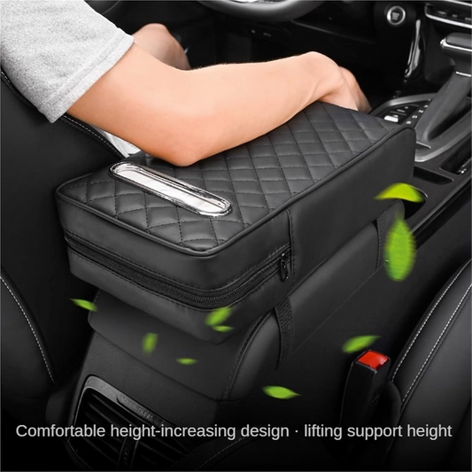 Car Console Armrest Cover with Memory Foam Cushion & Tissue Storage