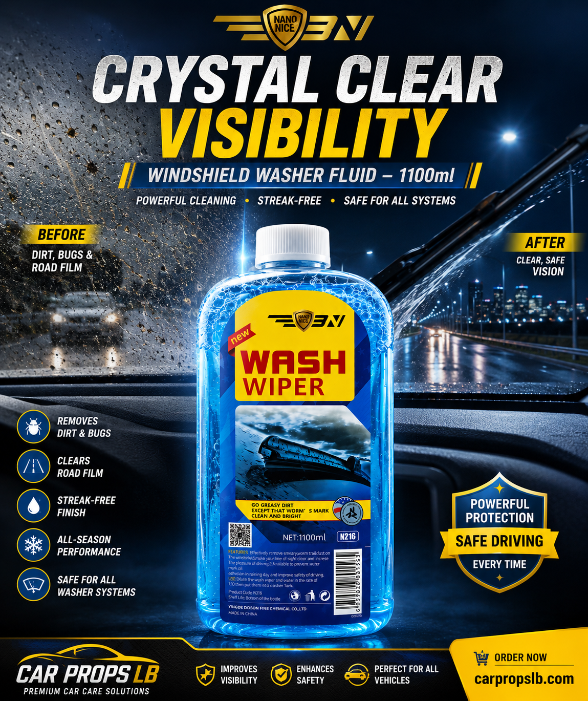 Nano Nice Wash Wiper Windshield Washer Fluid – 1100ml