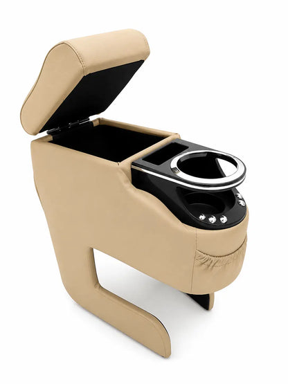 Universal Jumbo beige Car Armrest Console Box With Cup Holder