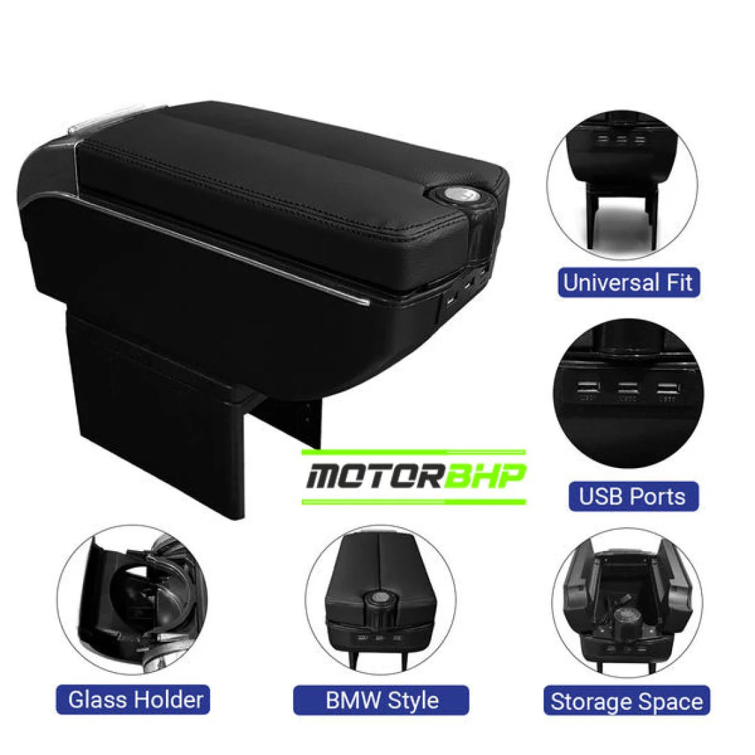 Luxury Leather Car Hand Rest Storage Hand Rest Car USB Ports Suitable for All Cars