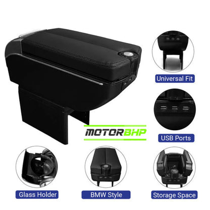 Luxury Leather Car Hand Rest Storage Hand Rest Car USB Ports Suitable for All Cars
