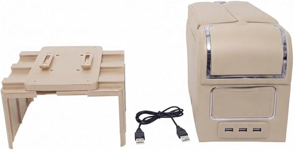 Luxury Leather Car Hand Rest Storage Hand Rest Car USB Ports Suitable for All Cars