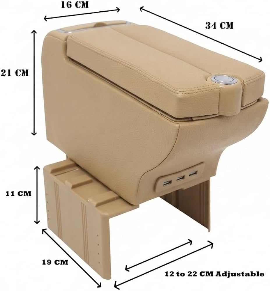 Luxury Leather Car Hand Rest Storage Hand Rest Car USB Ports Suitable for All Cars