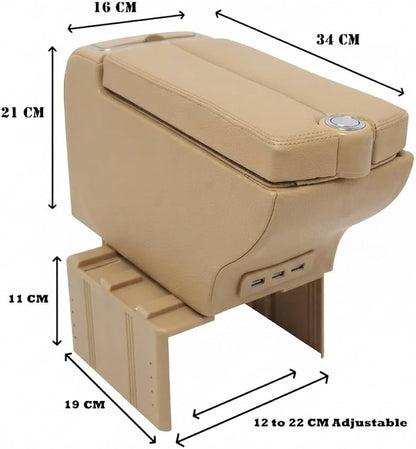 Luxury Leather Car Hand Rest Storage Hand Rest Car USB Ports Suitable for All Cars