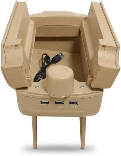 Luxury Leather Car Hand Rest Storage Hand Rest Car USB Ports Suitable for All Cars