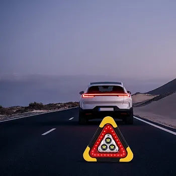 Solar LED Car Warning Light, 2000mAh Solar Powered Car Warning Triangles with 4 Lighting Modes, Waterproof USB Rechargeable Emergency Roadside Lights for Traffic Warnings Roadblocks Field Rescue
