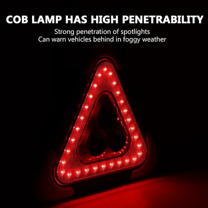 Solar LED Car Warning Light, 2000mAh Solar Powered Car Warning Triangles with 4 Lighting Modes, Waterproof USB Rechargeable Emergency Roadside Lights for Traffic Warnings Roadblocks Field Rescue