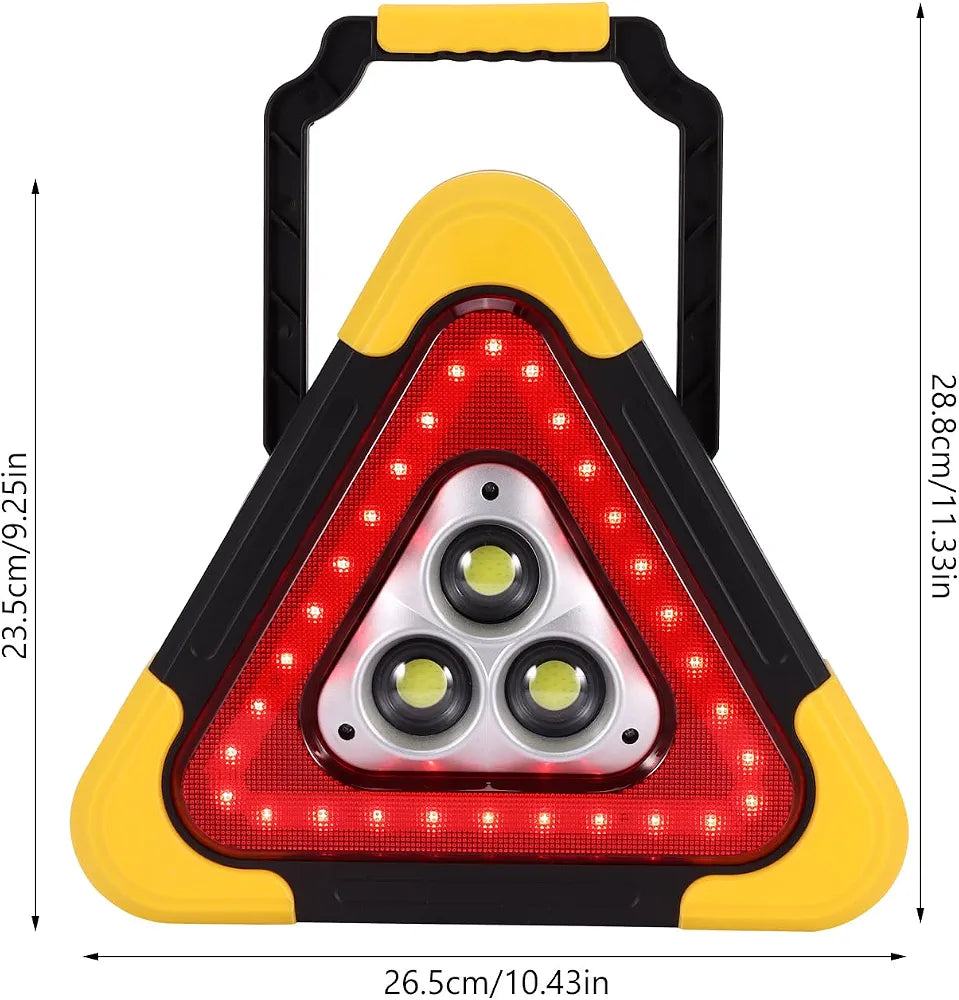 Solar LED Car Warning Light, 2000mAh Solar Powered Car Warning Triangles with 4 Lighting Modes, Waterproof USB Rechargeable Emergency Roadside Lights for Traffic Warnings Roadblocks Field Rescue