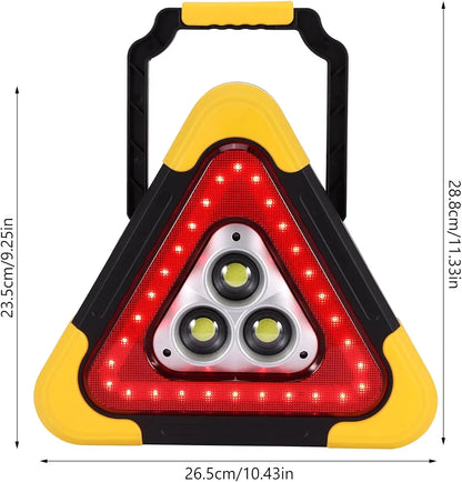 Solar LED Car Warning Light, 2000mAh Solar Powered Car Warning Triangles with 4 Lighting Modes, Waterproof USB Rechargeable Emergency Roadside Lights for Traffic Warnings Roadblocks Field Rescue