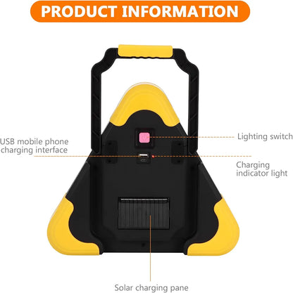 Solar LED Car Warning Light, 2000mAh Solar Powered Car Warning Triangles with 4 Lighting Modes, Waterproof USB Rechargeable Emergency Roadside Lights for Traffic Warnings Roadblocks Field Rescue