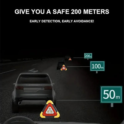 Solar LED Car Warning Light, 2000mAh Solar Powered Car Warning Triangles with 4 Lighting Modes, Waterproof USB Rechargeable Emergency Roadside Lights for Traffic Warnings Roadblocks Field Rescue