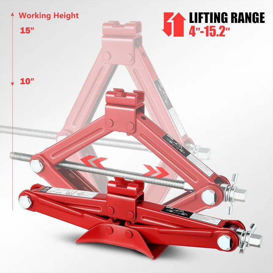 Car Jack Kit, Scissor Jack for Car 2 Ton Tire Jack Repair Kit,Spare Tire Changing Kit,Iron Scissor Jack Tire Lifting Tool for Emergency Repairs, Ideal for Outdoor Use and Roadside
