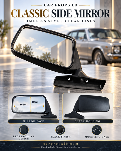 Classic Rectangular Car Side Mirror – Black