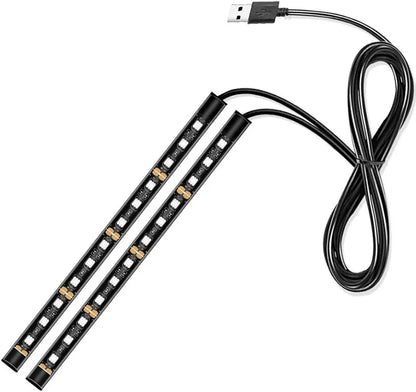 Car LED Strip Light 12 LED Interior Lights Car Atmosphere Light Kit Footwell Lighting Strip for Car Interior Decorative Lamps (USB white)