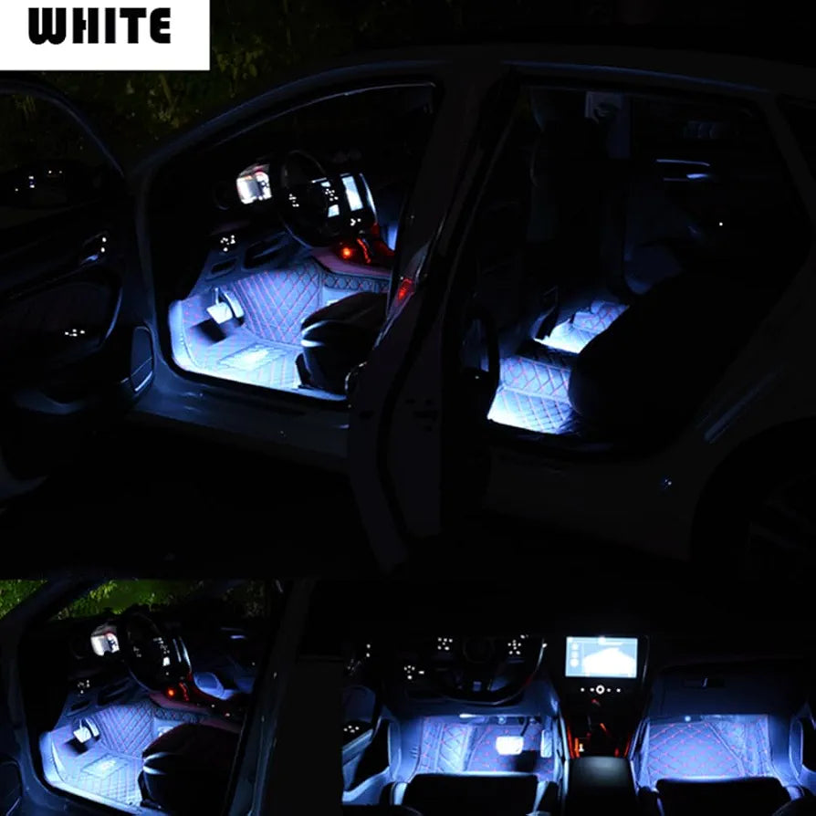 Car LED Strip Light 12 LED Interior Lights Car Atmosphere Light Kit Footwell Lighting Strip for Car Interior Decorative Lamps (USB white)