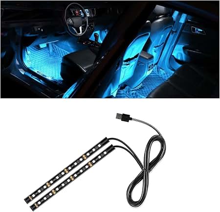 Car LED Strip Light 12 LED Interior Lights Car Atmosphere Light Kit Footwell Lighting Strip for Car Interior Decorative Lamps (USB white)