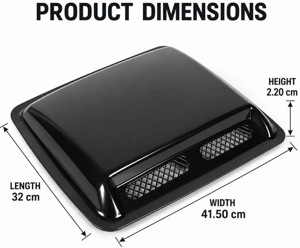 PS-5034 Car Hood Vent Air Cover 40×33 CM ,Hood Scoop Vent Bonnet Cover Decorative Air Intake Covers with Self Adhesive Design for Cars (Glossy Black)
