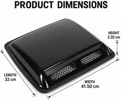 PS-5034 Car Hood Vent Air Cover 40×33 CM ,Hood Scoop Vent Bonnet Cover Decorative Air Intake Covers with Self Adhesive Design for Cars (Glossy Black)