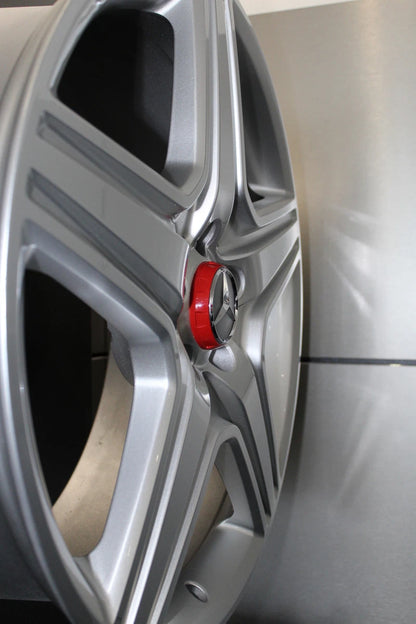 MERCEDES BENZ SET OF 4 BLACK - RED OUTLINED 75 mm Red And Black Wheel Center Caps