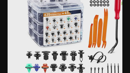 680 PCS Car Retainer Clips & Plastic Rivets Fasteners Kit - Most Popular Sizes Bumper Clips Plastic Push Rivets Fender Clips Door Panel Clips