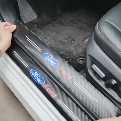 4 Pcs Car Door Logo Stickers Carbon Fiber