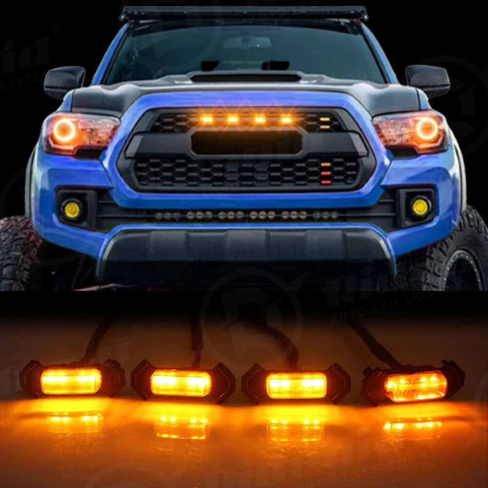 4pcs Raptor Style Amber Grille Light LED DRL For Toyota Tacoma