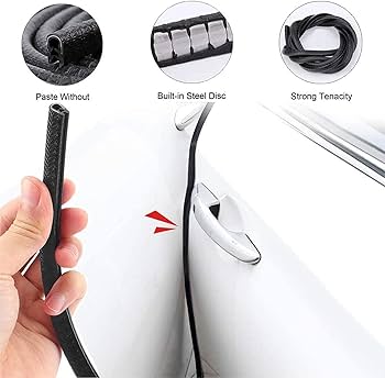 Car Door Protection 5 m Rubber Edge Protection for Most Models Black