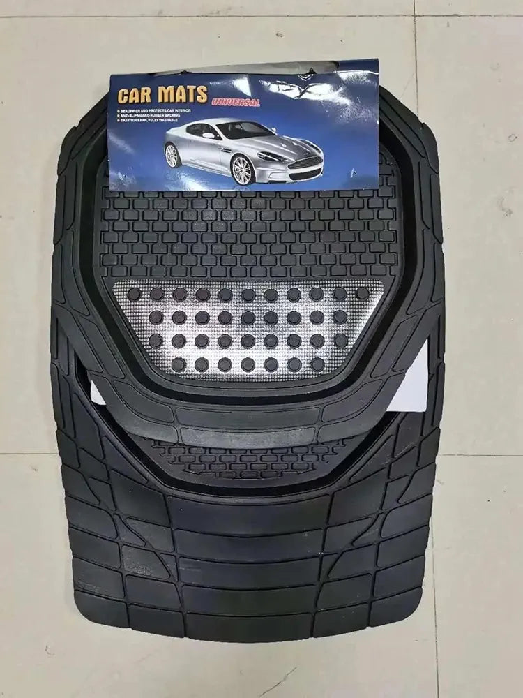 4 Piece Automotive Floor Mats Black Universal Fit Heavy Duty Rubber for all weather protection fits most Cars, SUVs, and Trucks