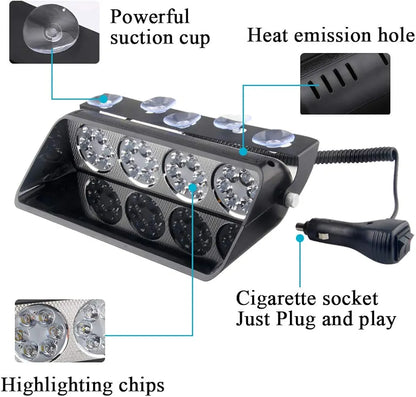 16 LED Flasher Strobe Light with Flashing Modes, Police Car Emergency Light | For Police Car | (Red Blue)