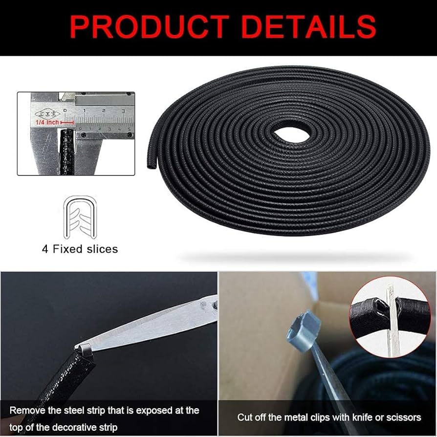 Car Door Protection 5 m Rubber Edge Protection for Most Models Black