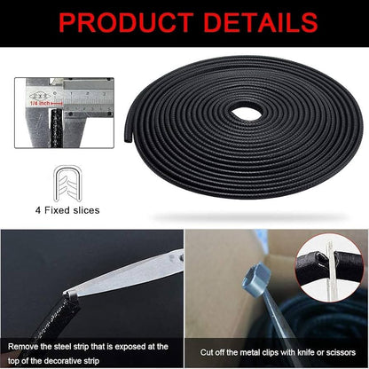 Car Door Protection 5 m Rubber Edge Protection for Most Models Black