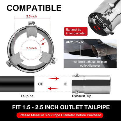 A15 Universal Fit 1.5-2 - 2.25-2.5 Inch Exhaust Tail Pipe Diameter Exhaust Tip Exhaust tip Steel Car Muffler Tips (A15-2)