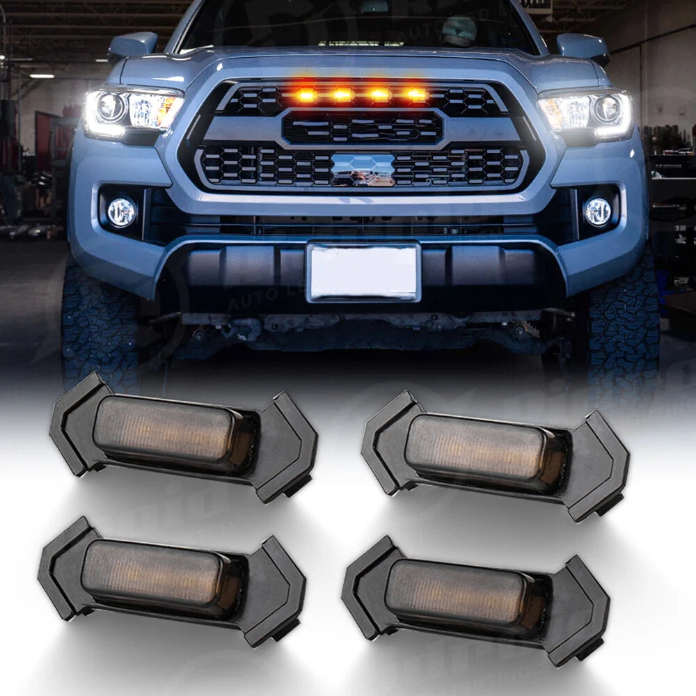 4pcs Raptor Style Amber Grille Light LED DRL For Toyota Tacoma