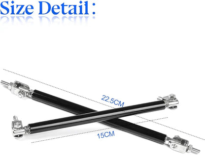 2 PCS Black Universal 15 CM Adjustable Front Bumper Lip Splitter Strut Rod Tie Support Bar For All Cars